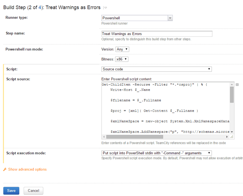 continuous integration - Team City Setup giving warning of no