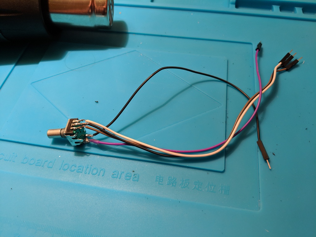 Soldered encoder and jumper wires