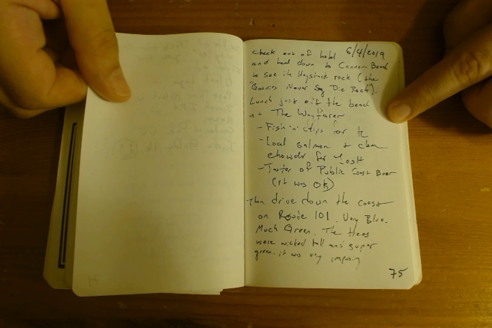 Notebook page 75, 2019-06-04