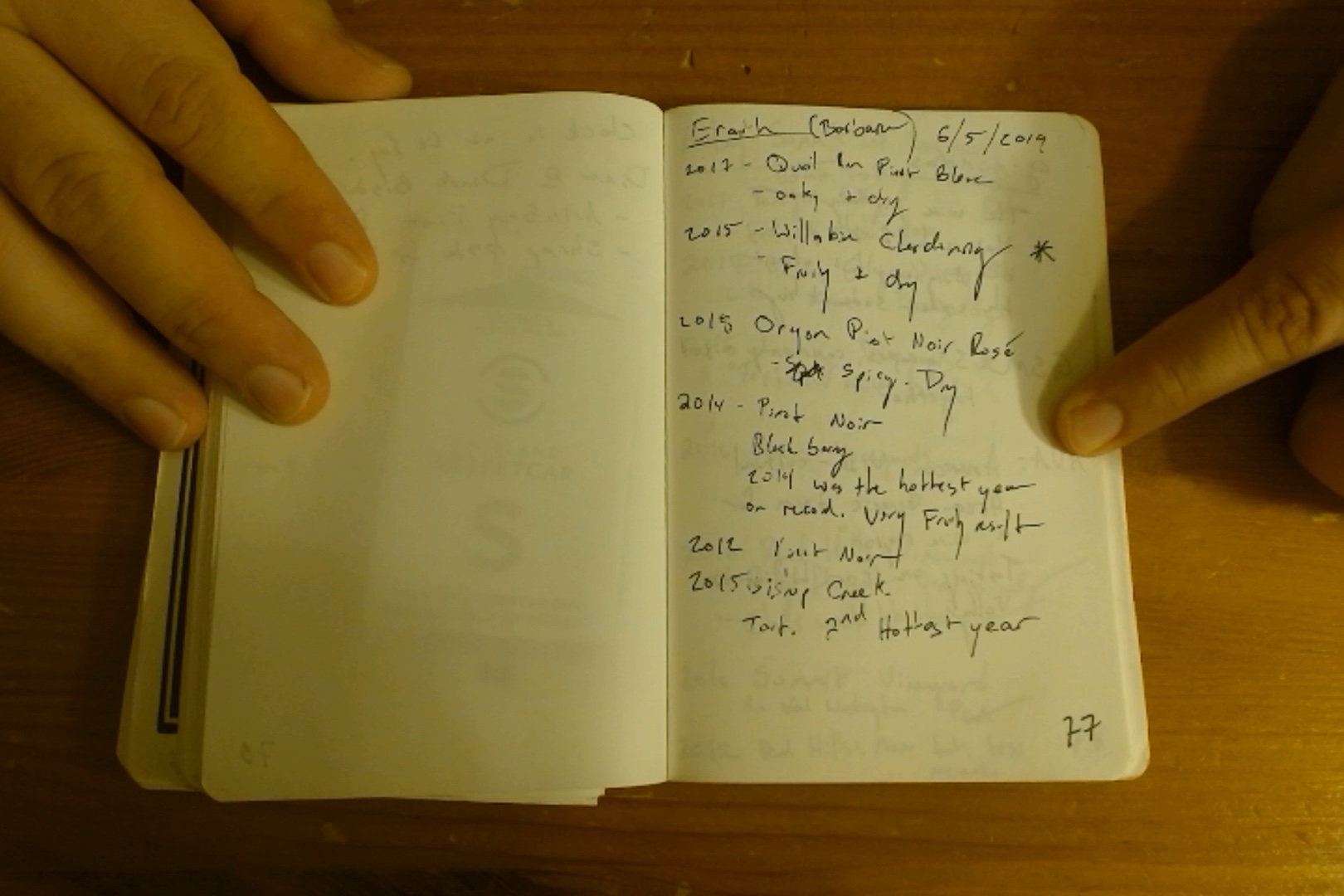 Notebook page 77, 2019-06-05