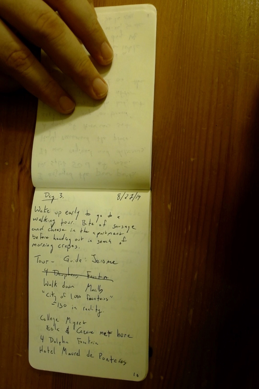 Notebook page 10, August 27, 2019