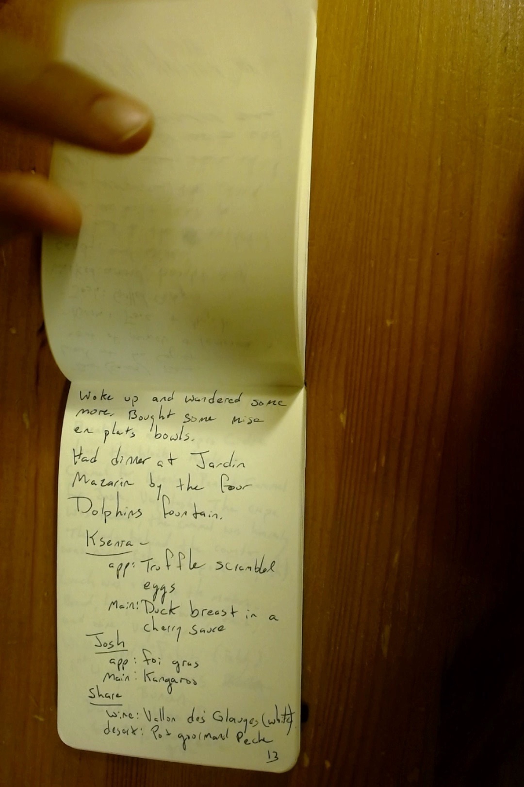 Notebook page 13, August 27, 2019