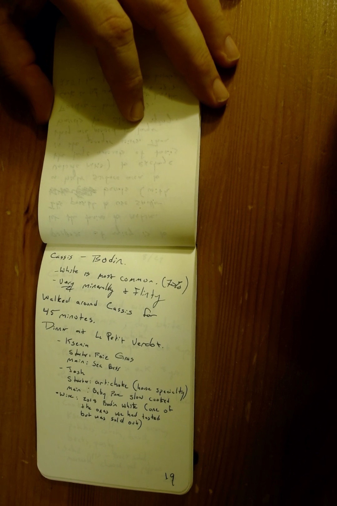 Notebook page 19, August 28, 2019