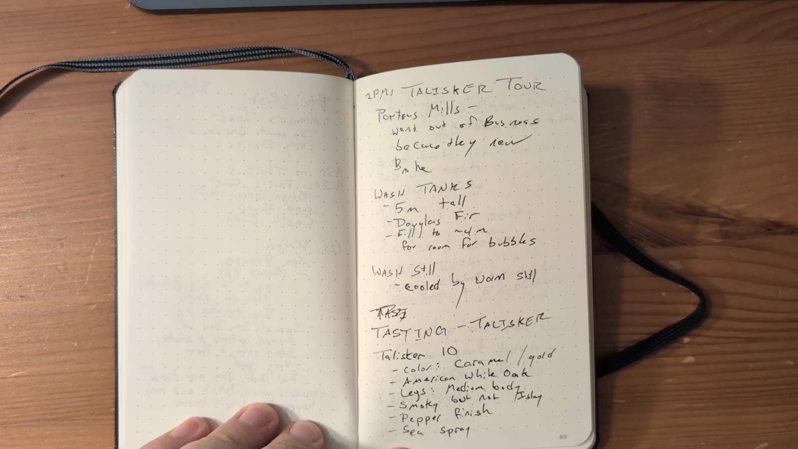 Notebook pages 84–85, August 15, 2025