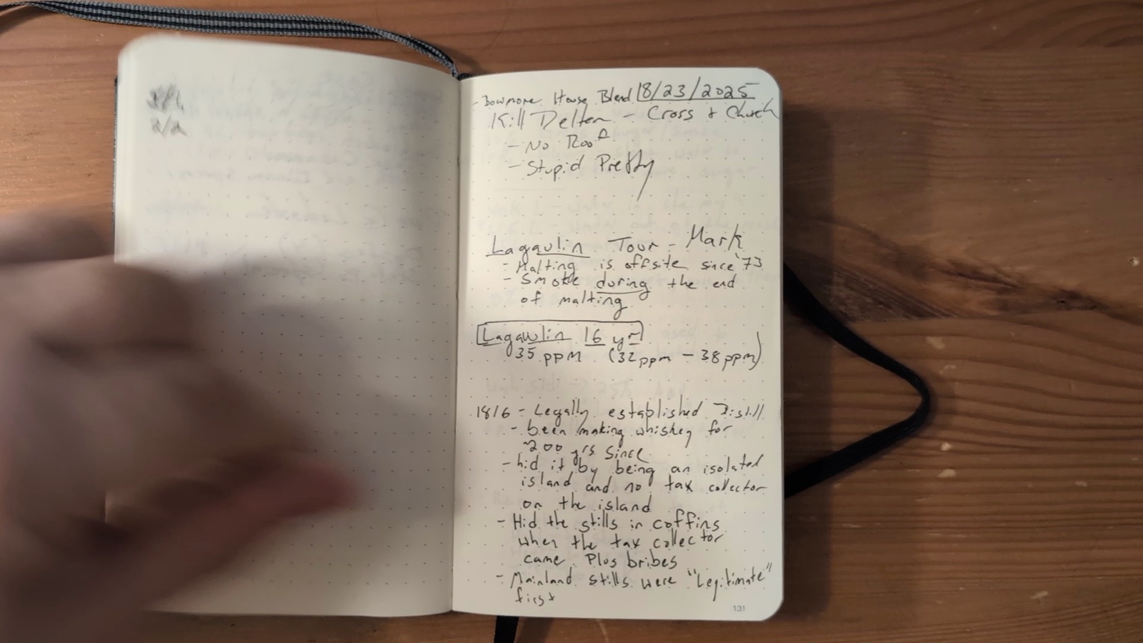Notebook pages 130–131, August 23, 2025