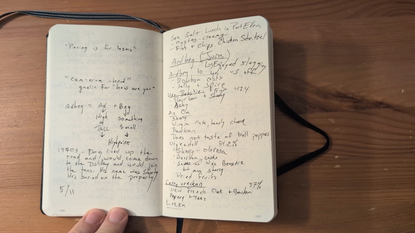 Notebook pages 136–137, August 23, 2025