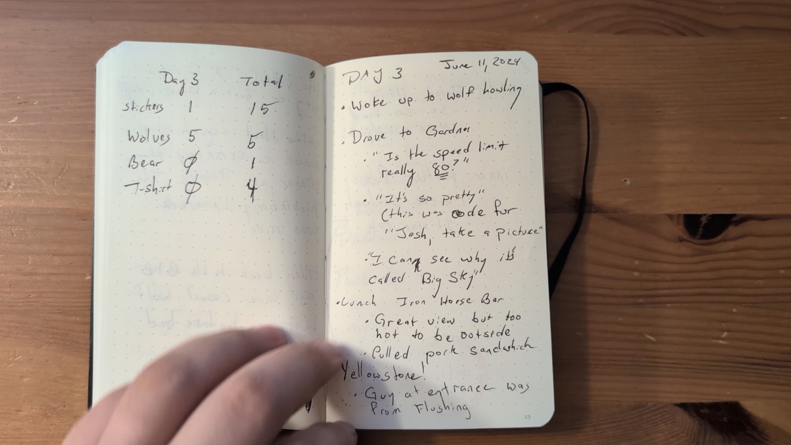 Notebook pages 12–13, June 11, 2024