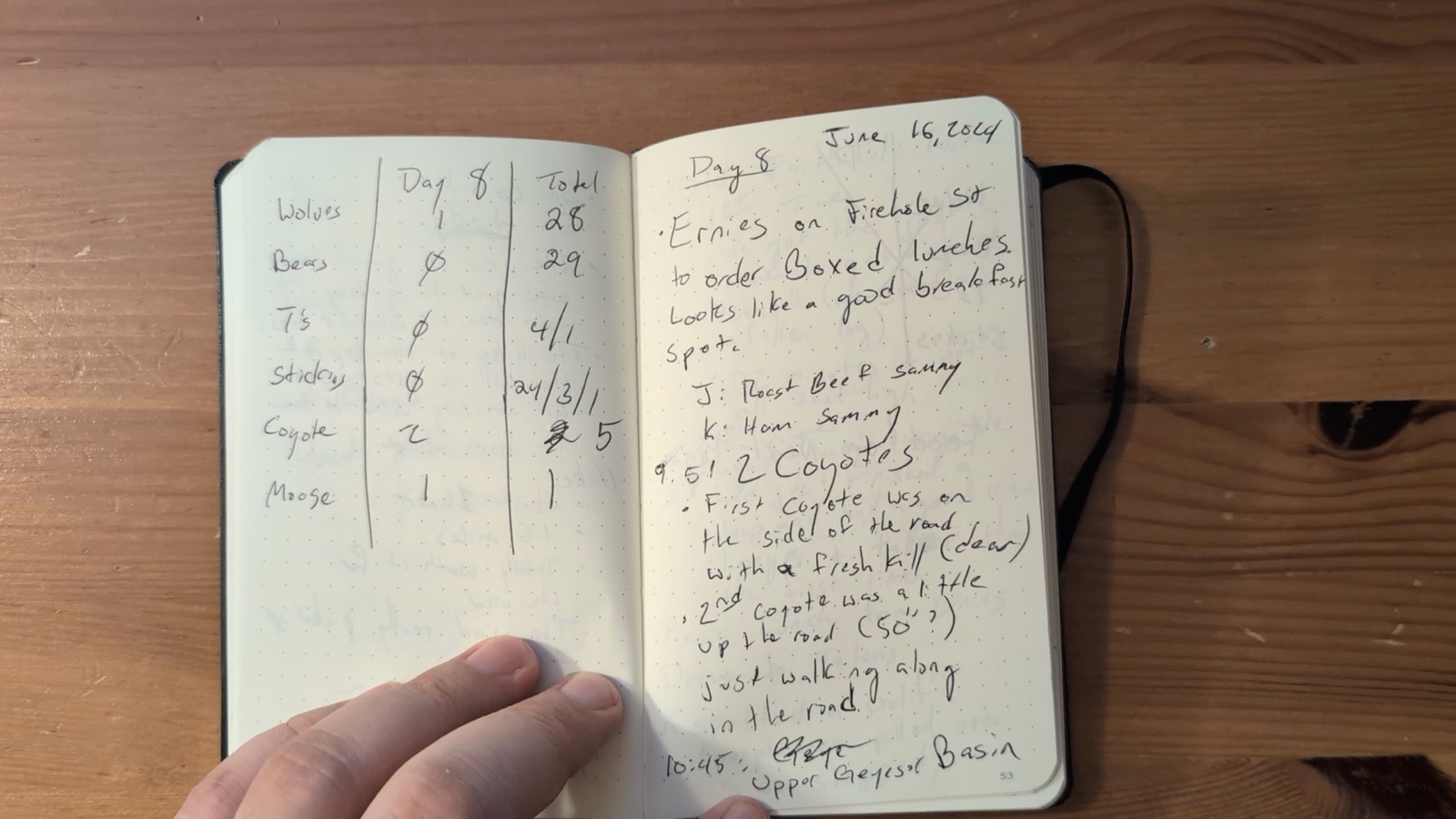 Notebook pages 52–53, June 16, 2024